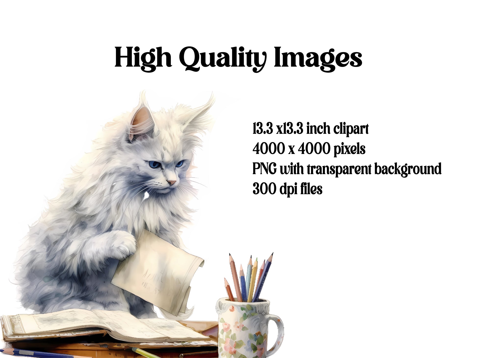 White Cats Clipart - CraftNest