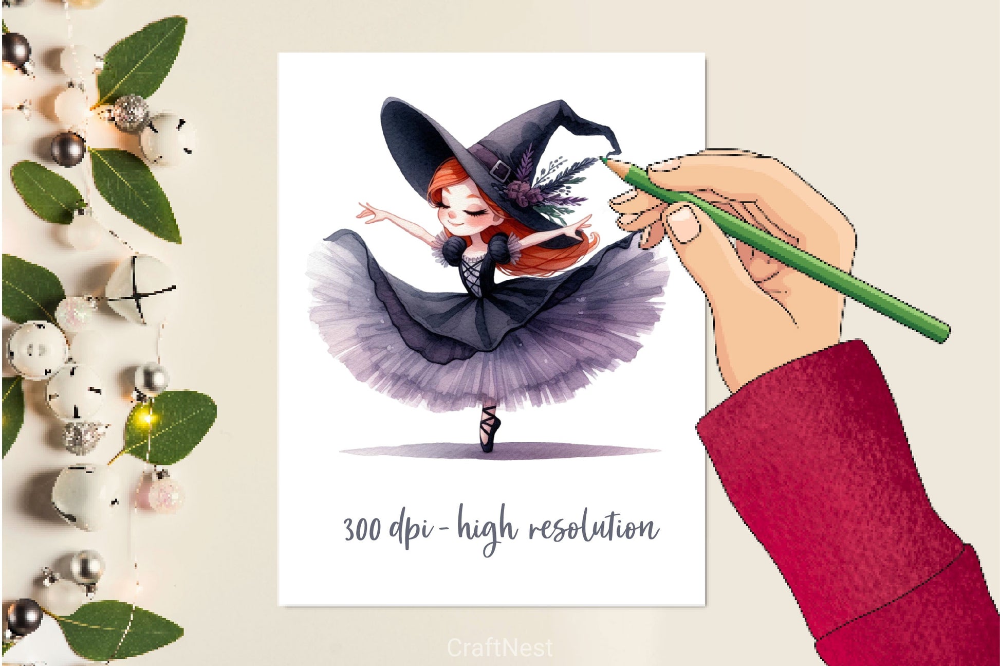 Halloween Ballet Witch Clipart Bundle - CraftNest - Digital Crafting and Art