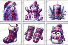 Purple Plaid Christmas Clipart Bundle - CraftNest - Digital Crafting and Art