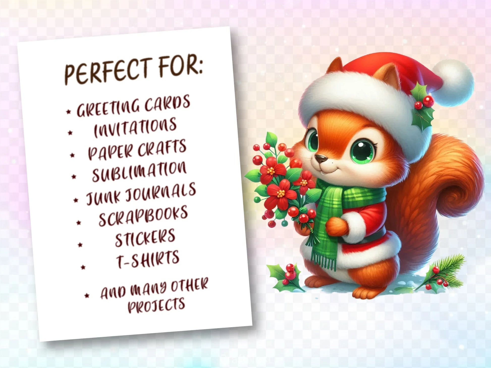 Christmas Squirrel Clipart Bundle 7 - CraftNest - Digital Crafting and Art