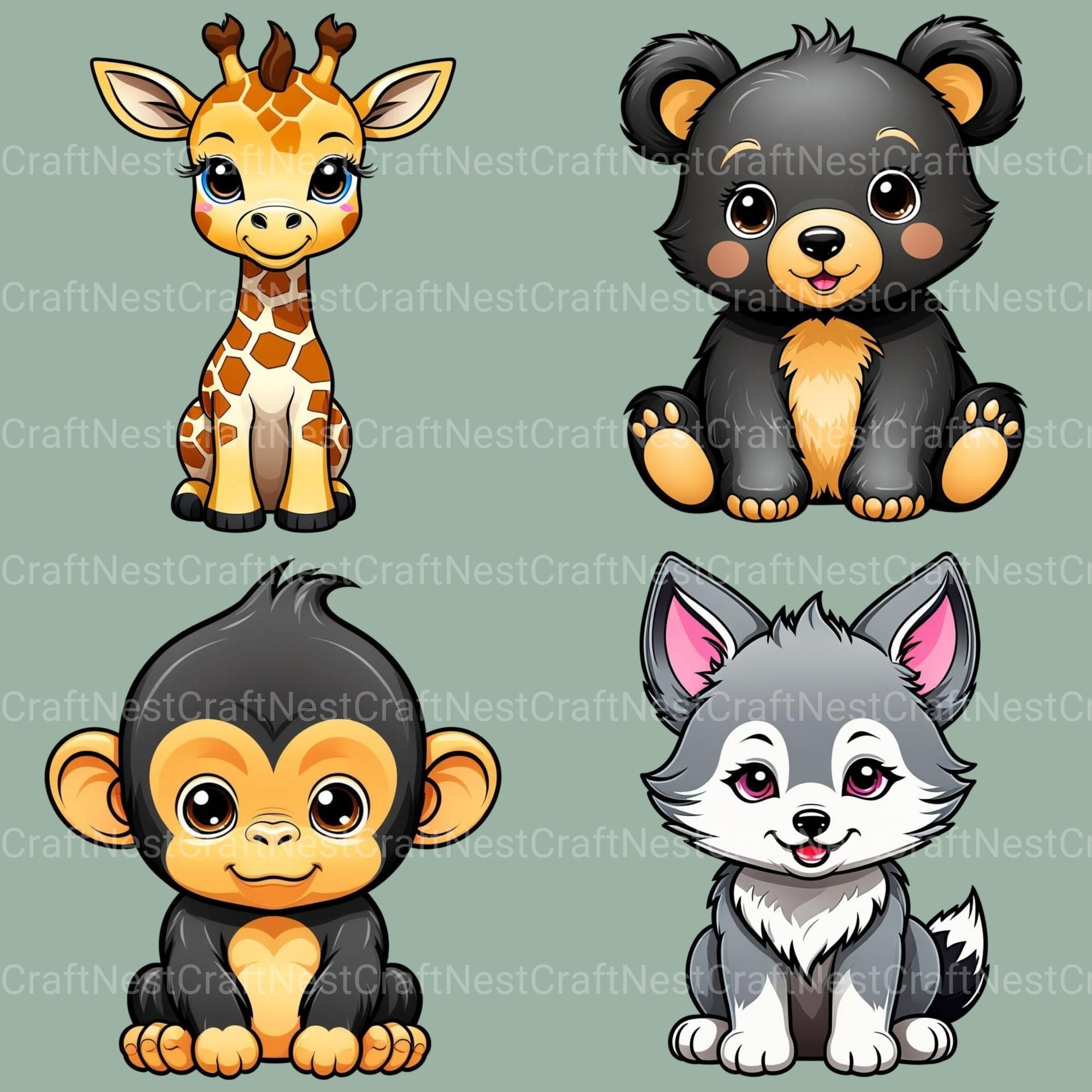 Kawaii Baby Animals Clipart Bundle - CraftNest - Digital Crafting and Art