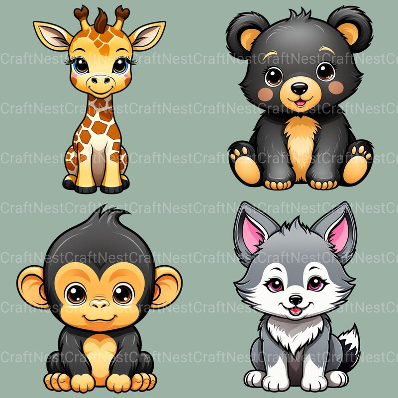 Kawaii Baby Animals Clipart Bundle - CraftNest - Digital Crafting and Art