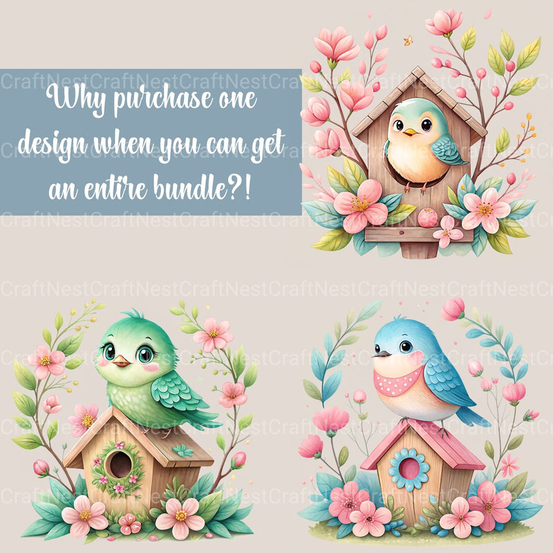 Birdhouse Floral Clipart Bundle - CraftNest - Digital Crafting and Art