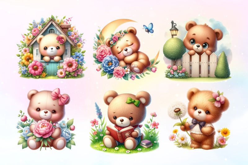 Cute Teddy Bear Clipart Bundle 3 - CraftNest - Digital Crafting and Art