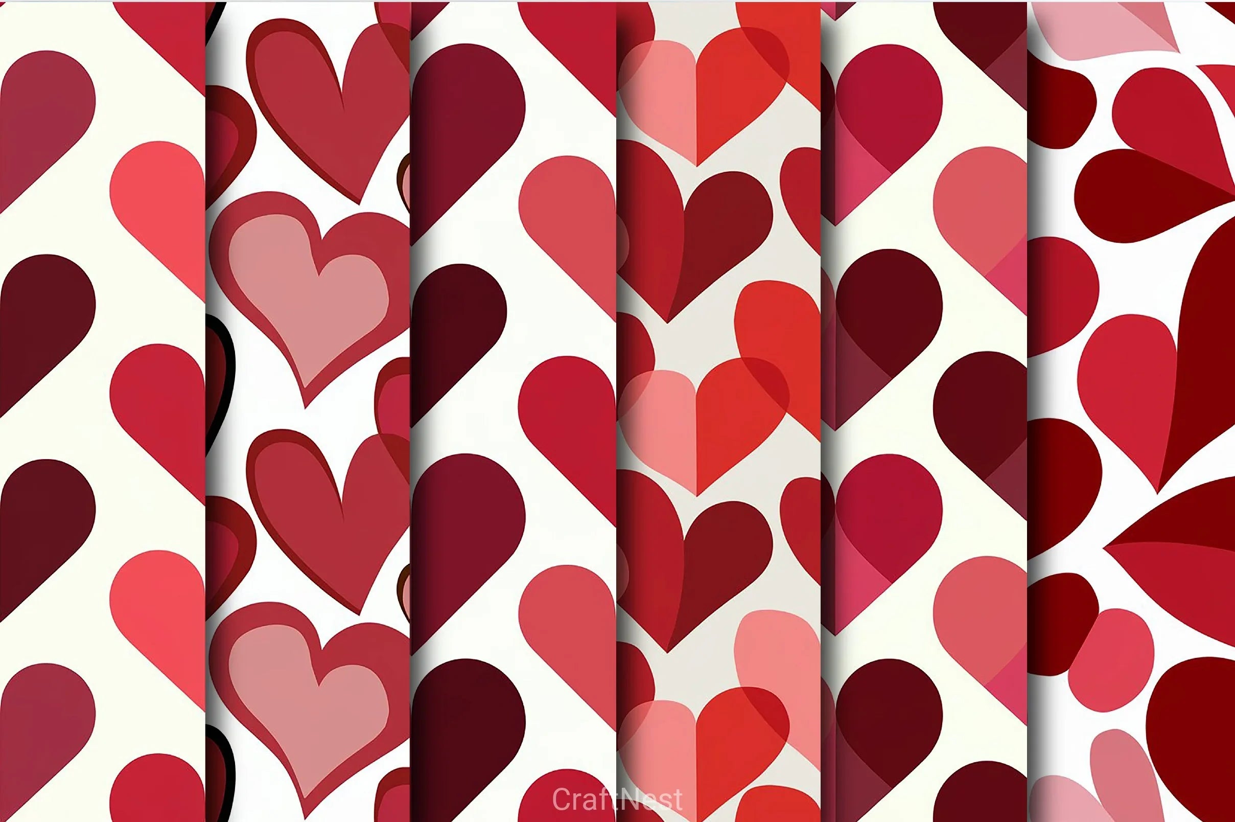 Hearts Love Valentines Digital Paper - CraftNest - Digital Crafting and Art
