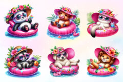 Summer Animals On Float Clipart Bundle 2 - CraftNest - Digital Crafting and Art