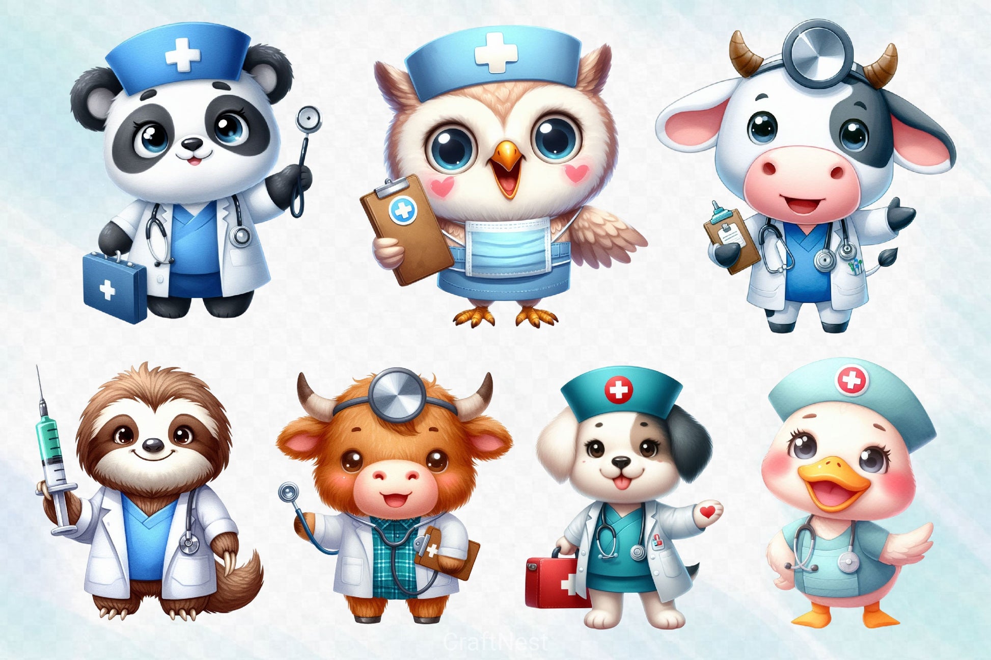 Nurse Animals Clipart Bundle - CraftNest - Digital Crafting and Art