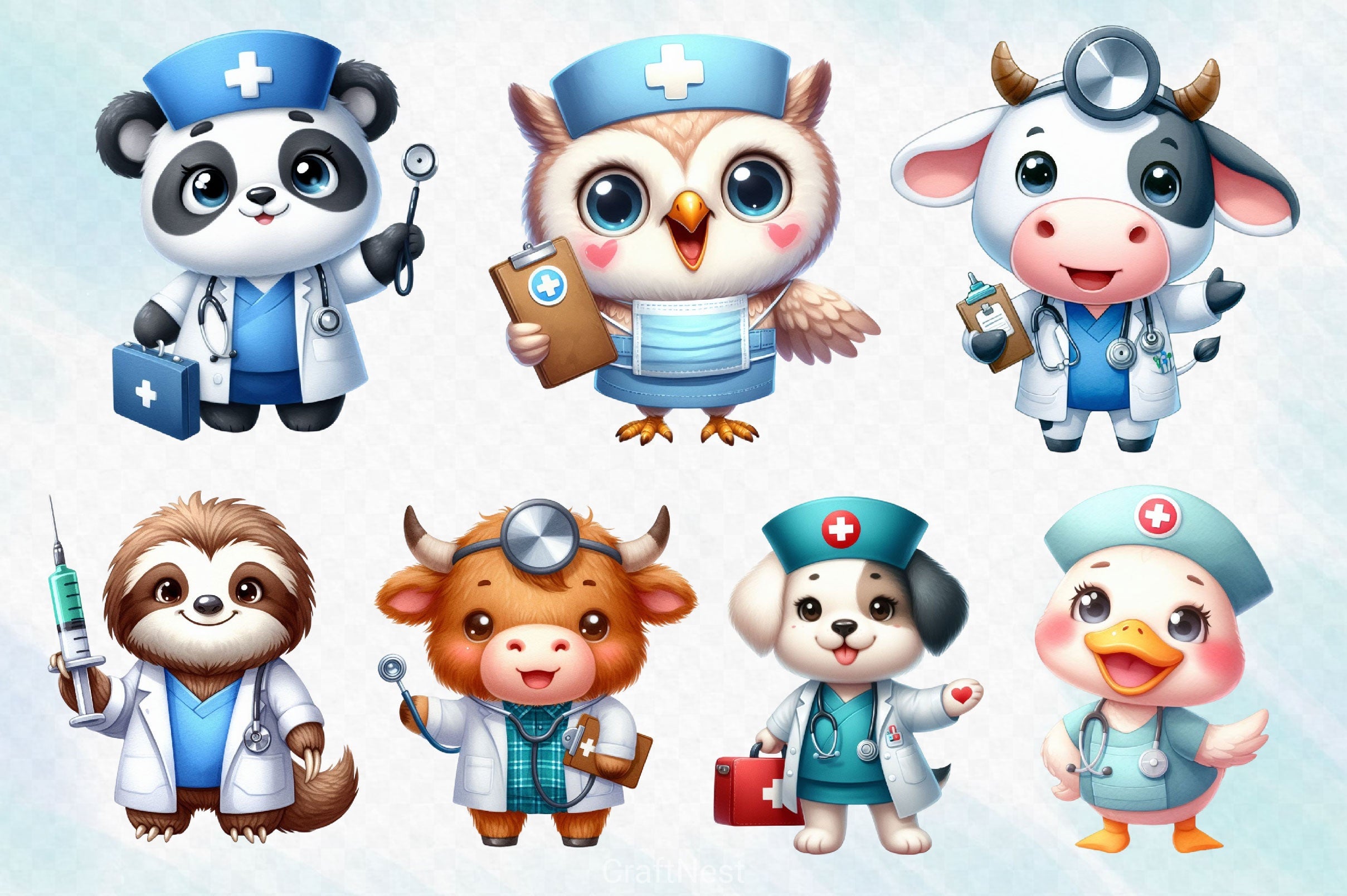 Nurse Animals Clipart Bundle - CraftNest - Digital Crafting and Art