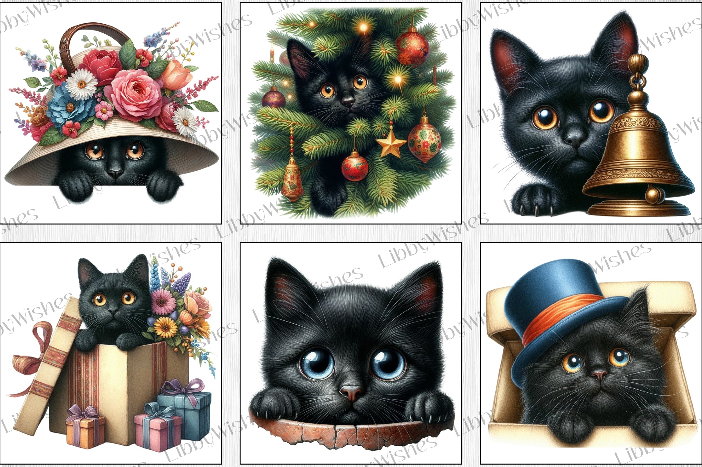 Peeking Black Cat Clipart Bundle - CraftNest - Digital Crafting and Art