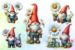 Cute Gnomes Daisy Clipart Bundle - CraftNest - Digital Crafting and Art