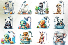 Playful Animals Bubble Baths Clipart Bundle - CraftNest - Digital Crafting and Art