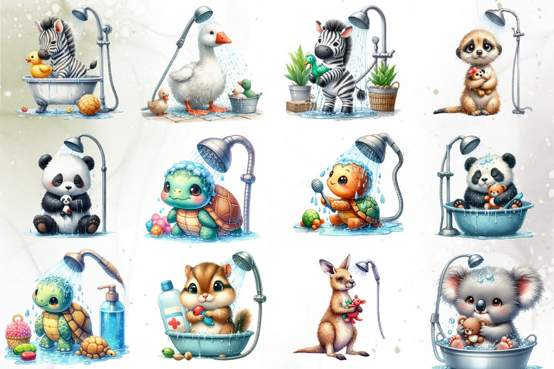 Playful Animals Bubble Baths Clipart Bundle - CraftNest - Digital Crafting and Art