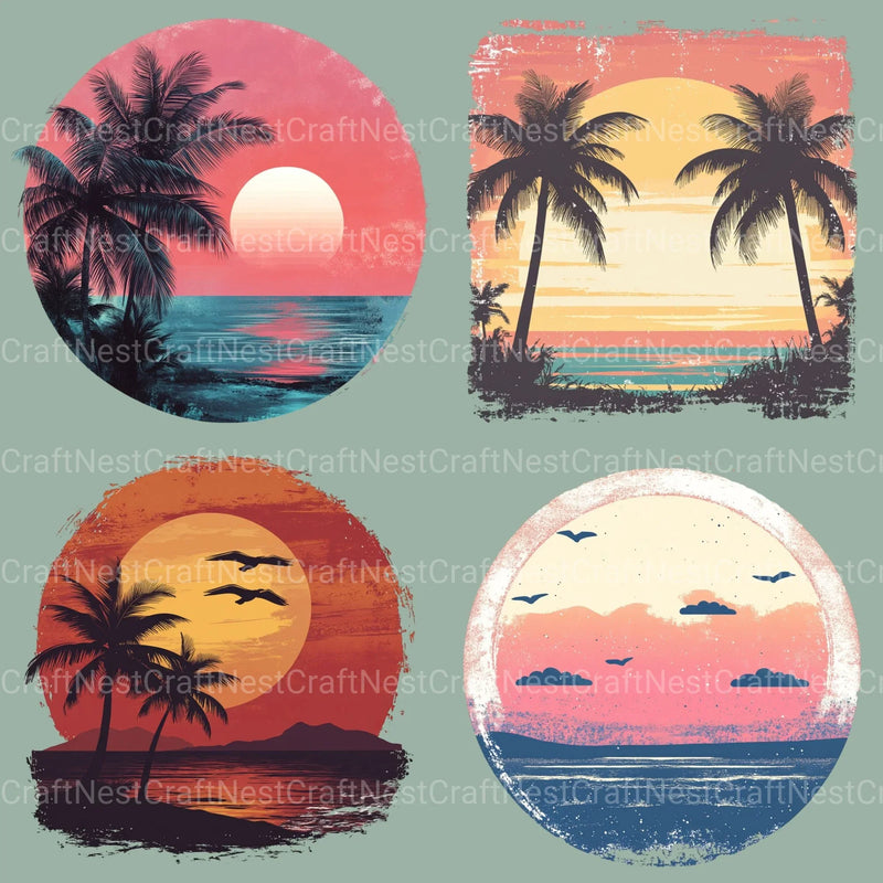 Retro Sunsets Clipart Bundle - CraftNest - Digital Crafting and Art