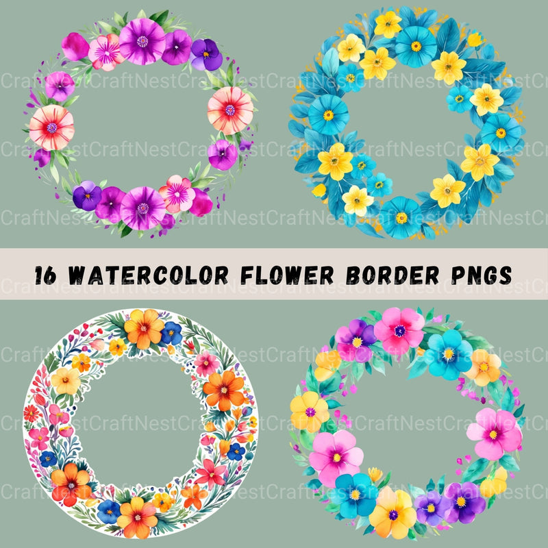 Floral Borders Circle 16 Clipart Bundle - CraftNest - Digital Crafting and Art