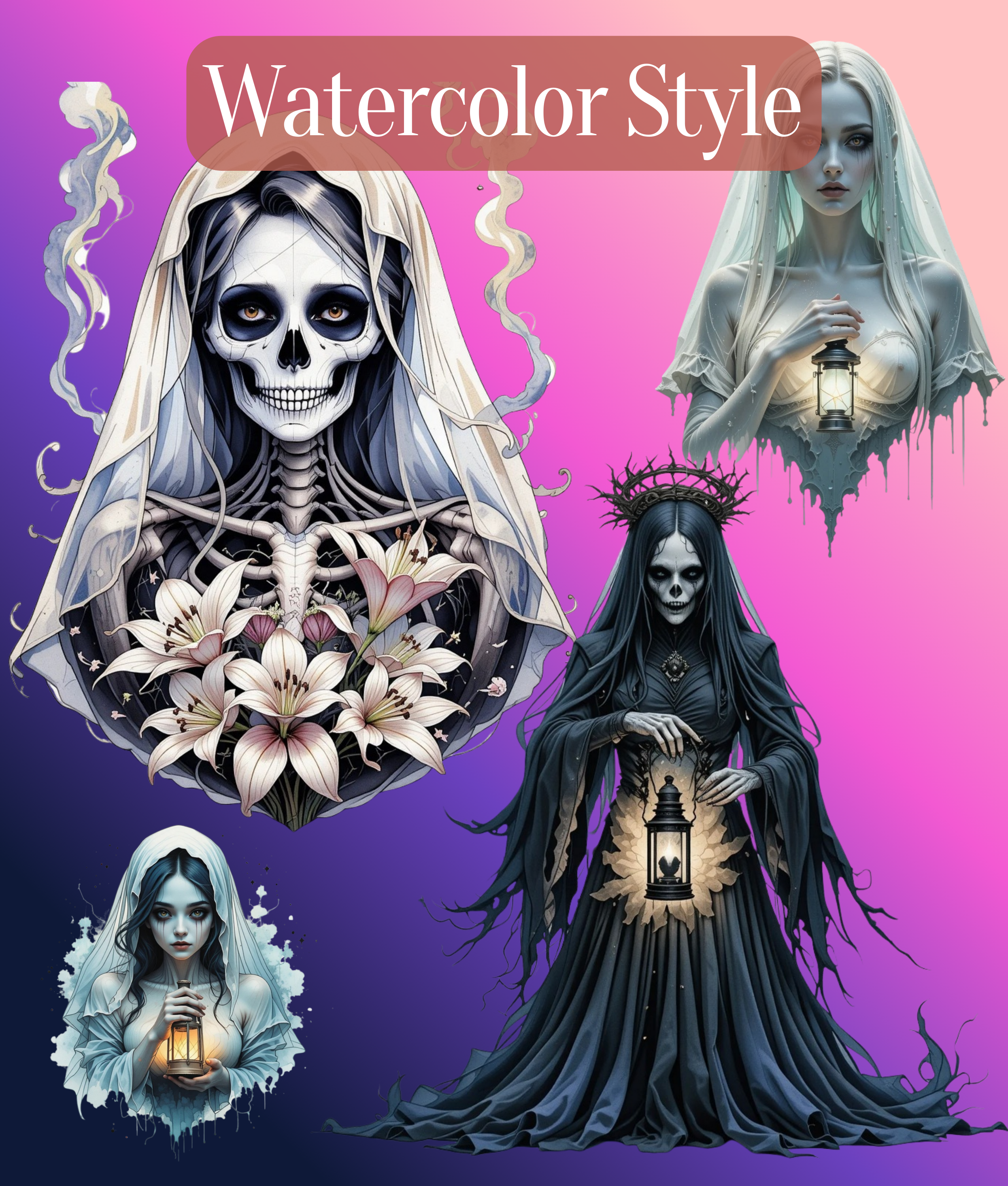 Ghost Bride Clipart Bundle