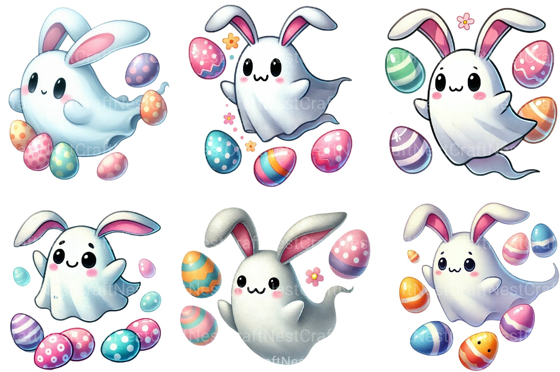 Easter Cute Ghost Clipart Bundle - CraftNest - Digital Crafting and Art