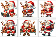 Christmas Santa & Reindeer Clipart Bundle - CraftNest - Digital Crafting and Art