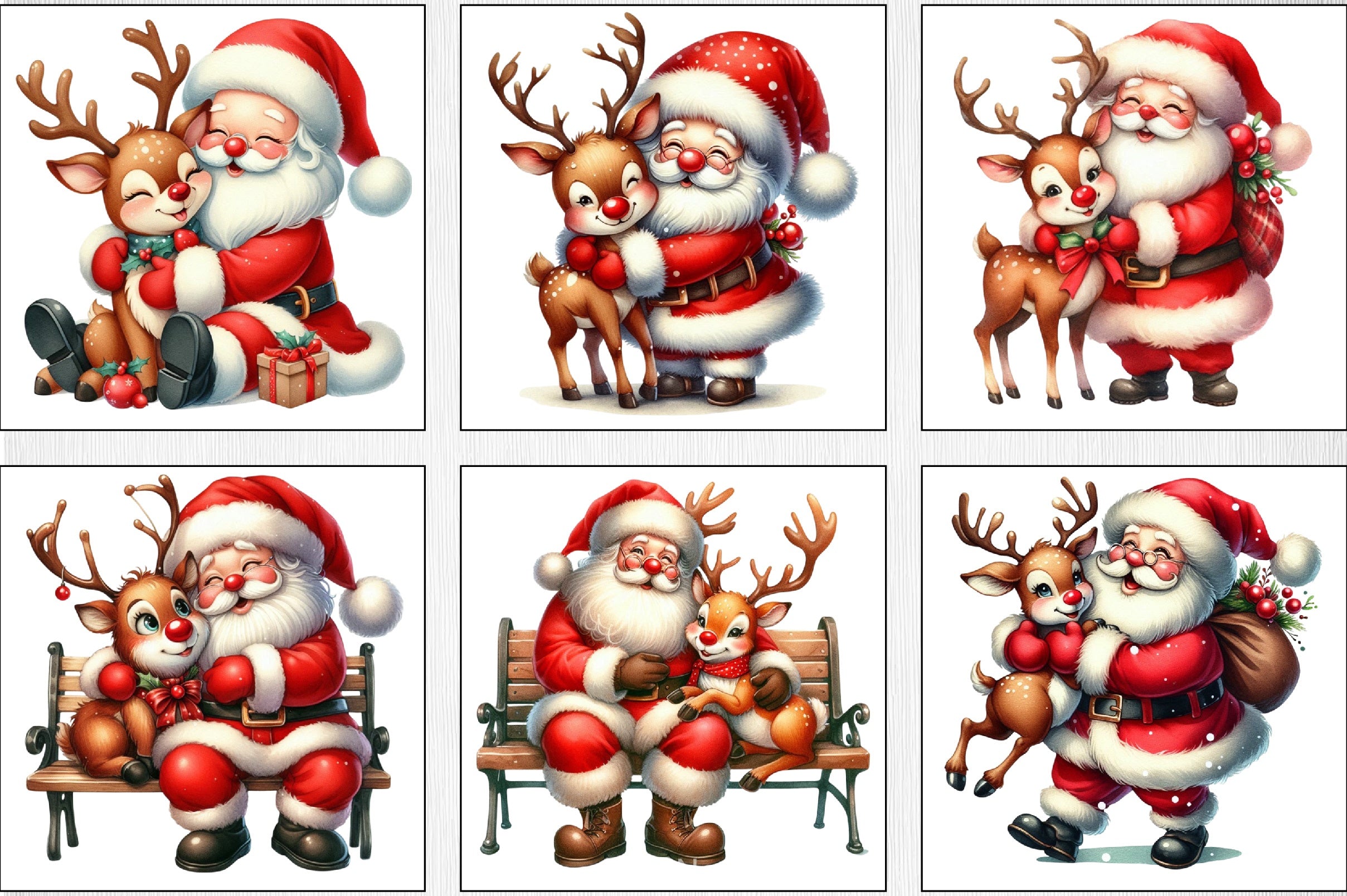 Christmas Santa & Reindeer Clipart Bundle - CraftNest - Digital Crafting and Art