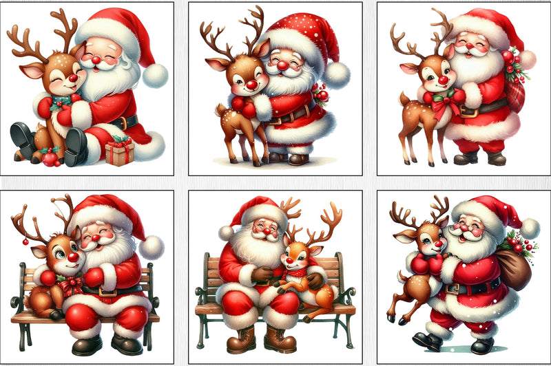 Christmas Santa & Reindeer Clipart Bundle - CraftNest - Digital Crafting and Art