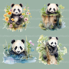 Pandas Clipart Bundle - CraftNest - Digital Crafting and Art