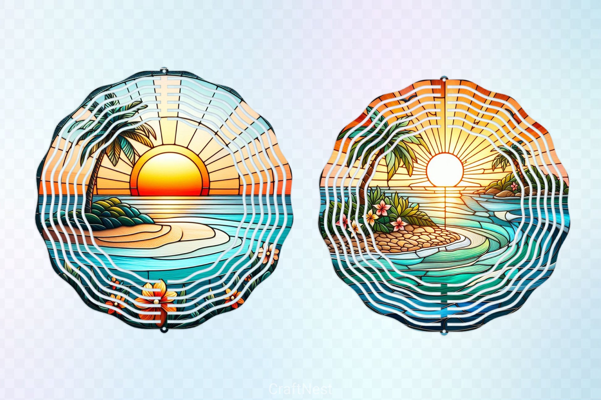 Stained Glass Beach Sunset Clipart Bundle - CraftNest - Digital Crafting and Art