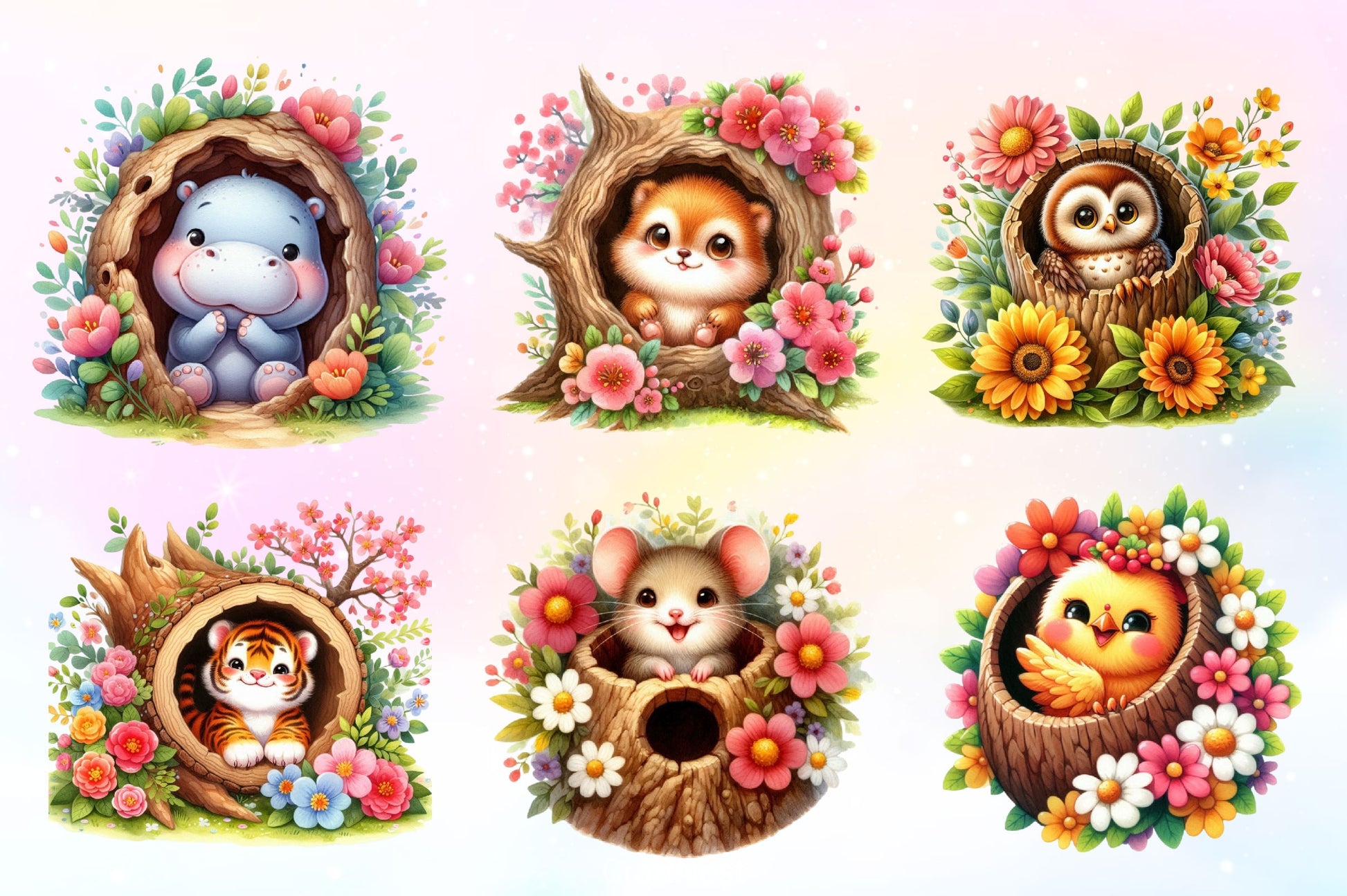 Funny Animals Hole Clipart Bundle 1 - CraftNest - Digital Crafting and Art