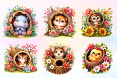 Funny Animals Hole Clipart Bundle 1 - CraftNest - Digital Crafting and Art