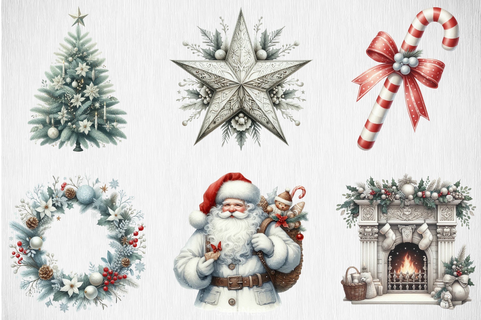 White Chic Christmas Clipart Bundle - CraftNest - Digital Crafting and Art