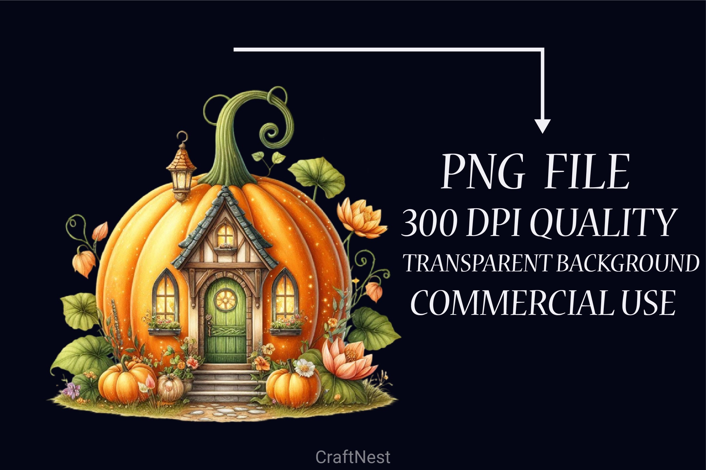 Pumpkin Fairy House Clipart Bundle - CraftNest - Digital Crafting and Art