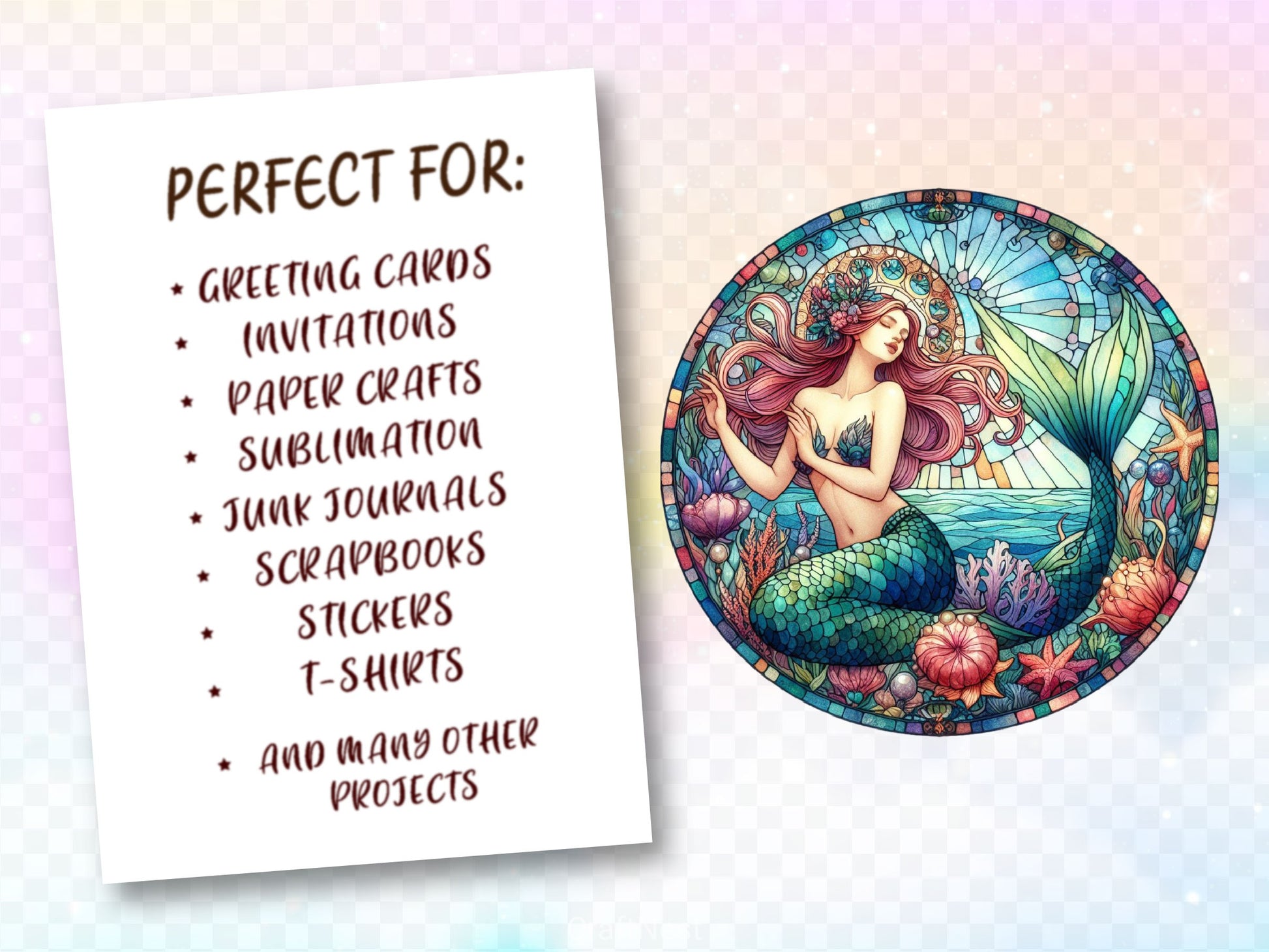 Stained Glass Mermaid Wind Spinner Clipart Bundle - CraftNest - Digital Crafting and Art