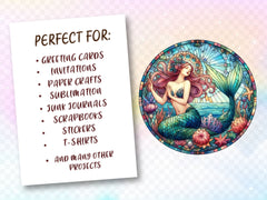 Stained Glass Mermaid Wind Spinner Clipart Bundle - CraftNest - Digital Crafting and Art