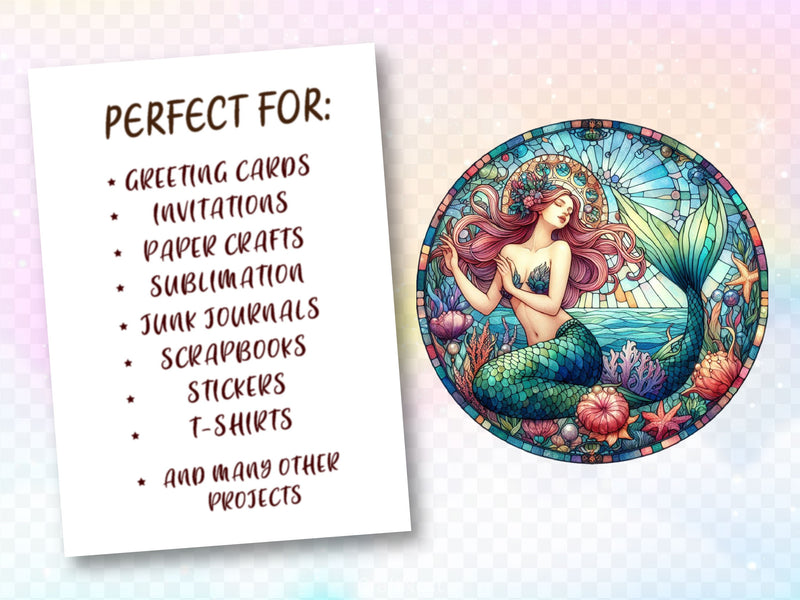 Stained Glass Mermaid Wind Spinner Clipart Bundle - CraftNest - Digital Crafting and Art