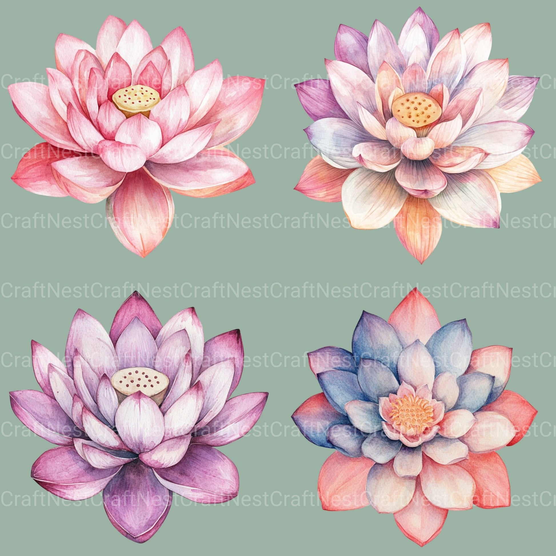 Lotus Clipart Bundle - CraftNest - Digital Crafting and Art