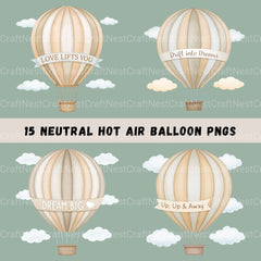 Hot Air Balloons Nursery Quotes Clipart Bundle - CraftNest - Digital Crafting and Art