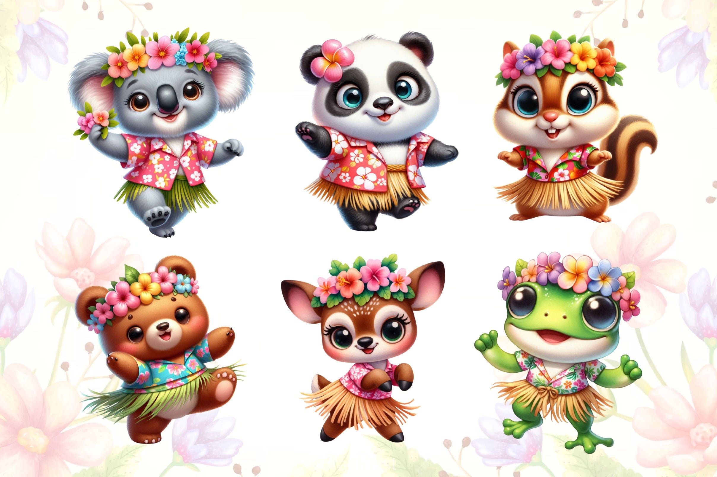 Hawaiian Dancing Animals Clipart Bundle 3 - CraftNest - Digital Crafting and Art