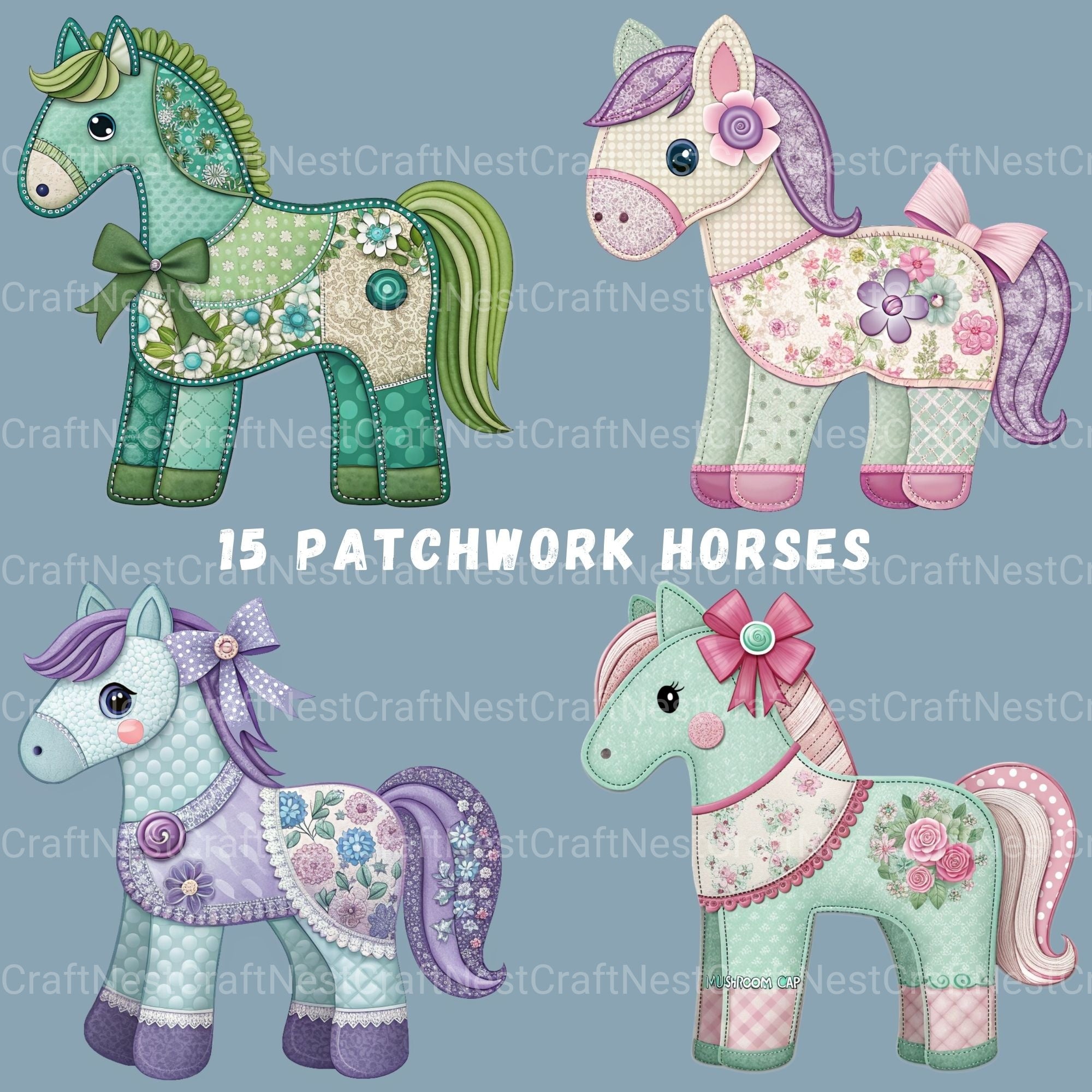 Patchwork Horse Clipart Bundle - CraftNest - Digital Crafting and Art