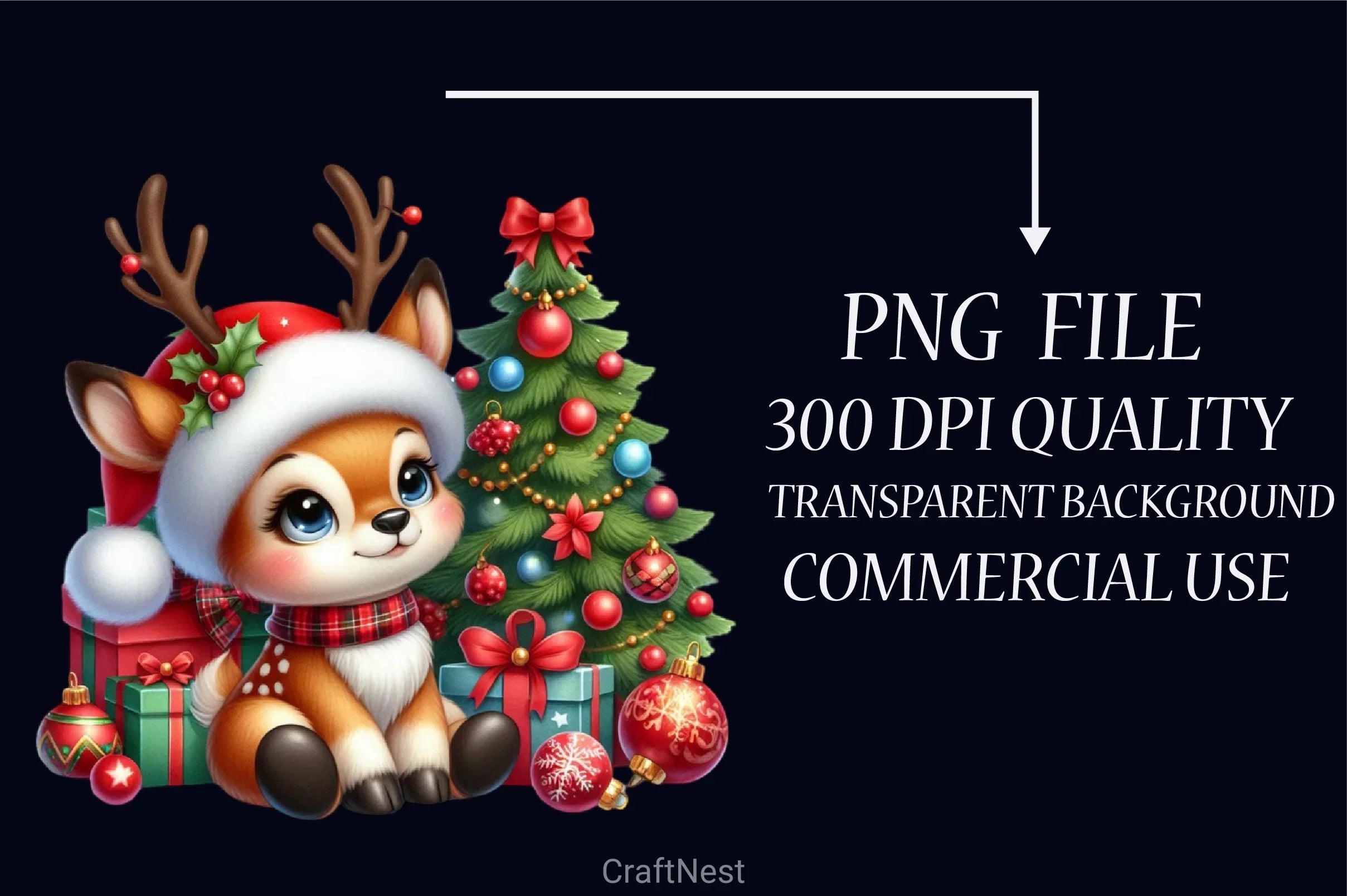 Cute Christmas Reindeer Clipart Bundle - CraftNest - Digital Crafting and Art