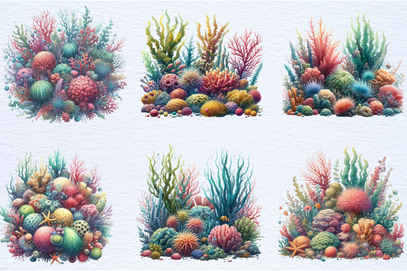 Colorful Coral Reef Sea Shell Clipart Bundle - CraftNest - Digital Crafting and Art
