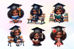 Cute Black Graduation Girl Clipart Bundle - CraftNest - Digital Crafting and Art