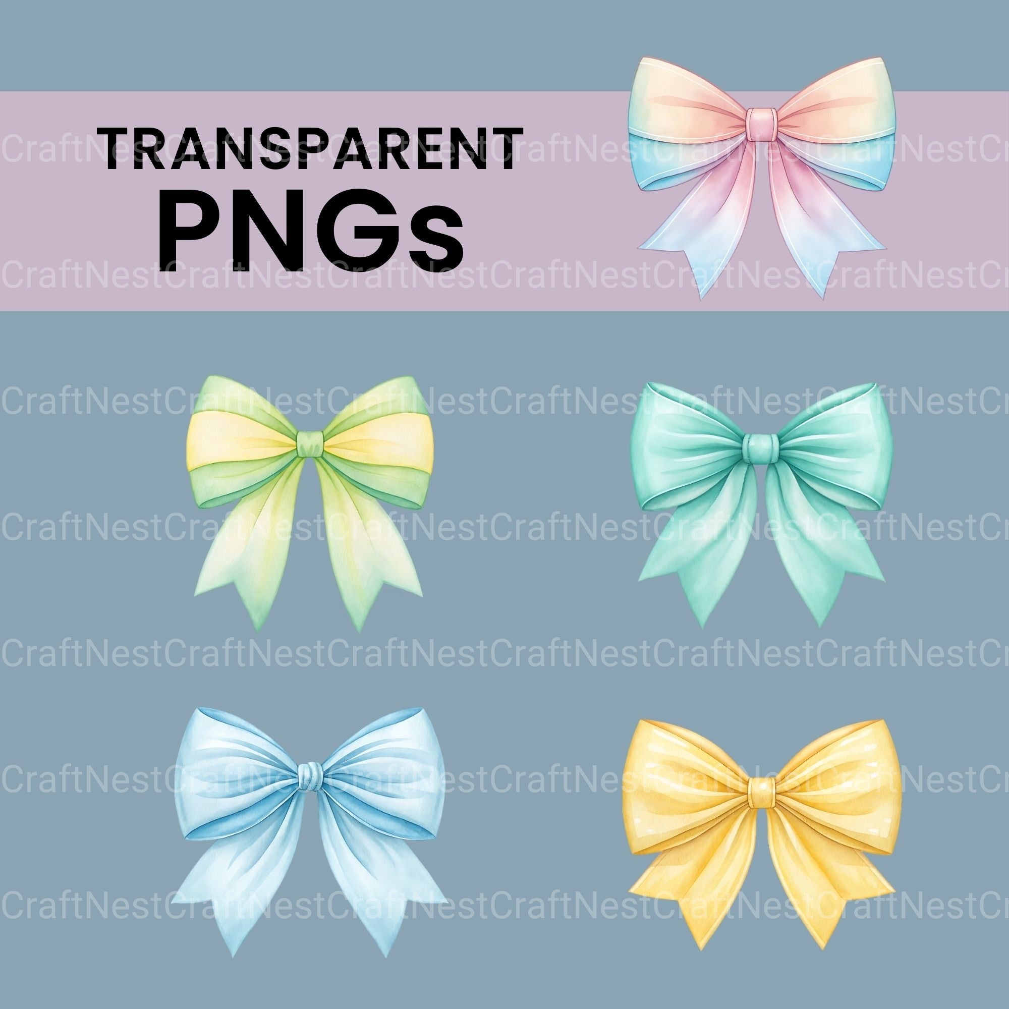 Pastel Bows Clipart Bundle - CraftNest - Digital Crafting and Art