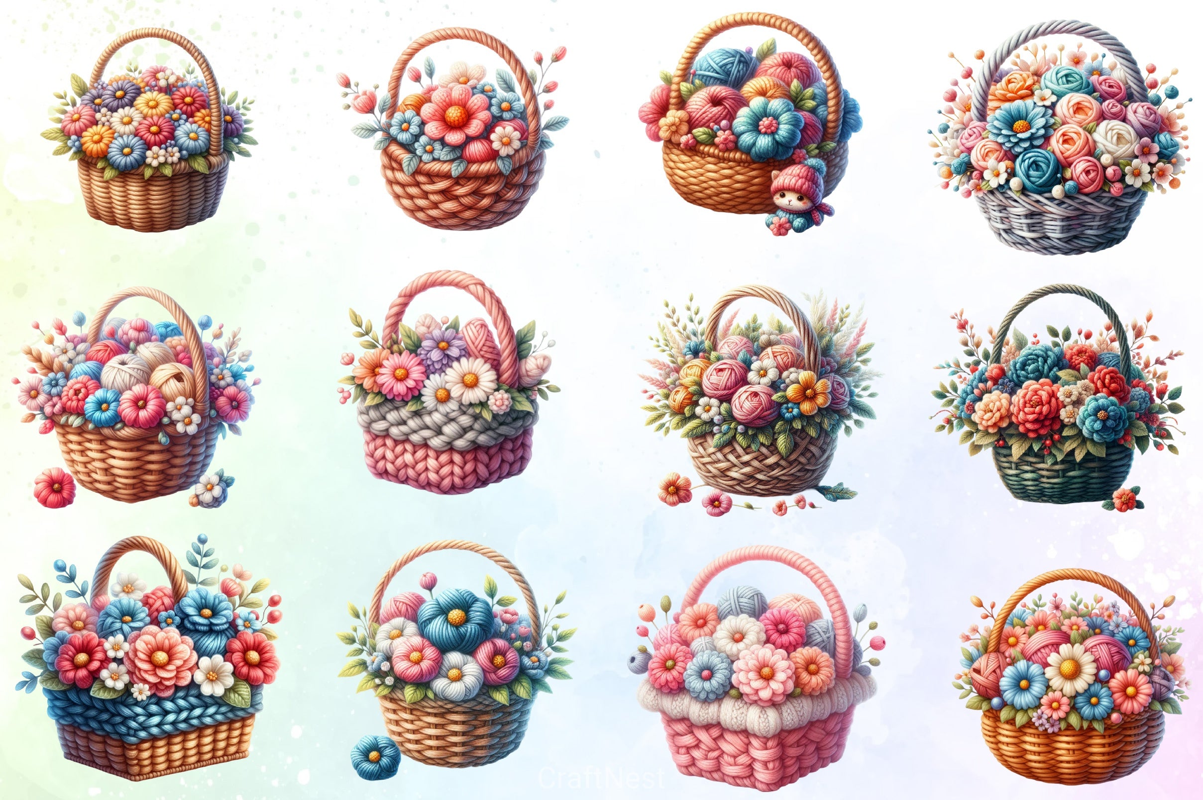 Knitting Basket Clipart Bundle - CraftNest - Digital Crafting and Art