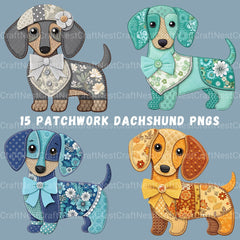 Patchwork Dachshunds Clipart Bundle - CraftNest - Digital Crafting and Art