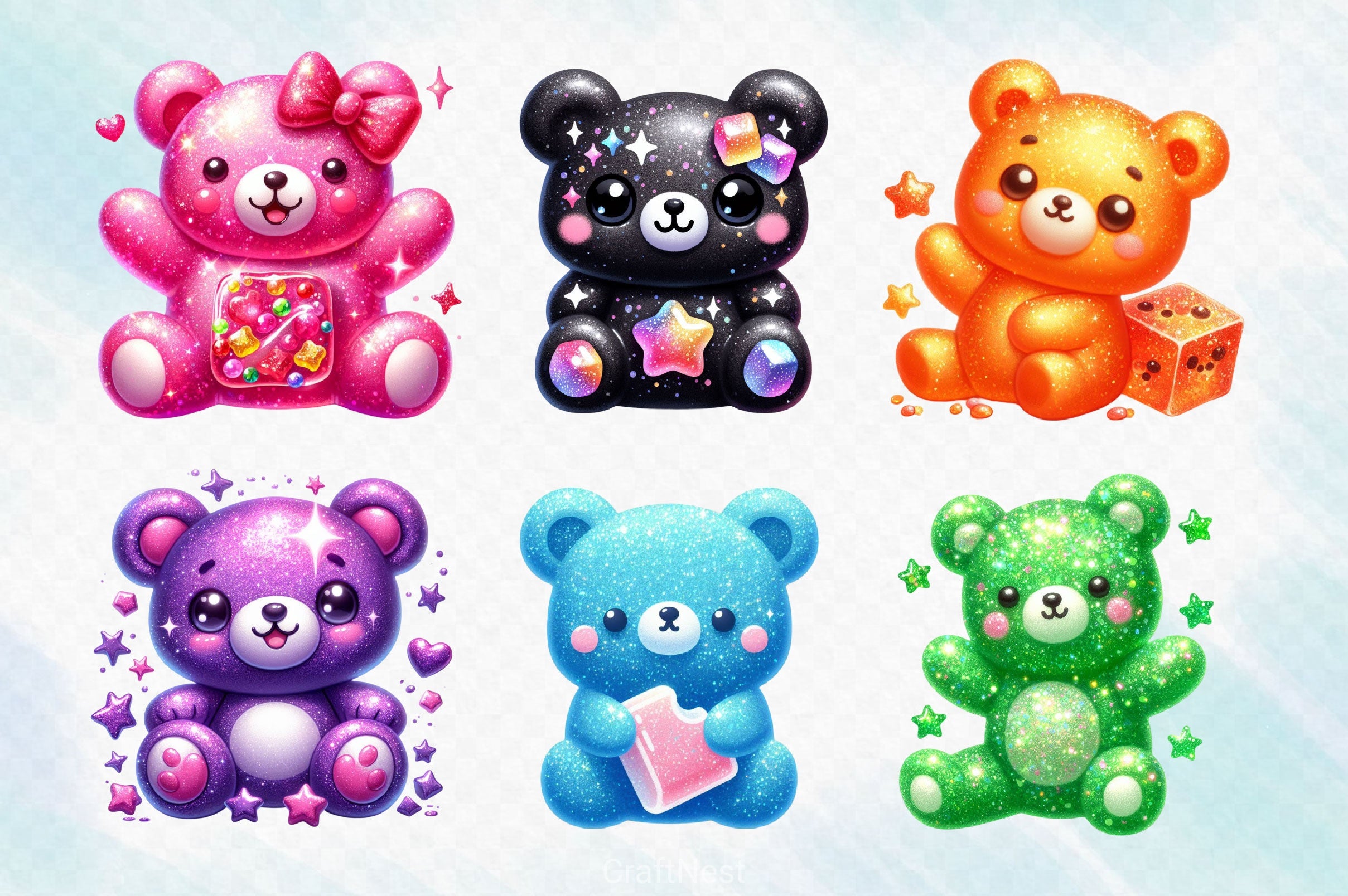 Cute Gummy Bears Clipart Bundle - CraftNest - Digital Crafting and Art