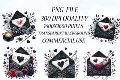Black Valentine Crochet Envelopes Bundle - CraftNest - Digital Crafting and Art