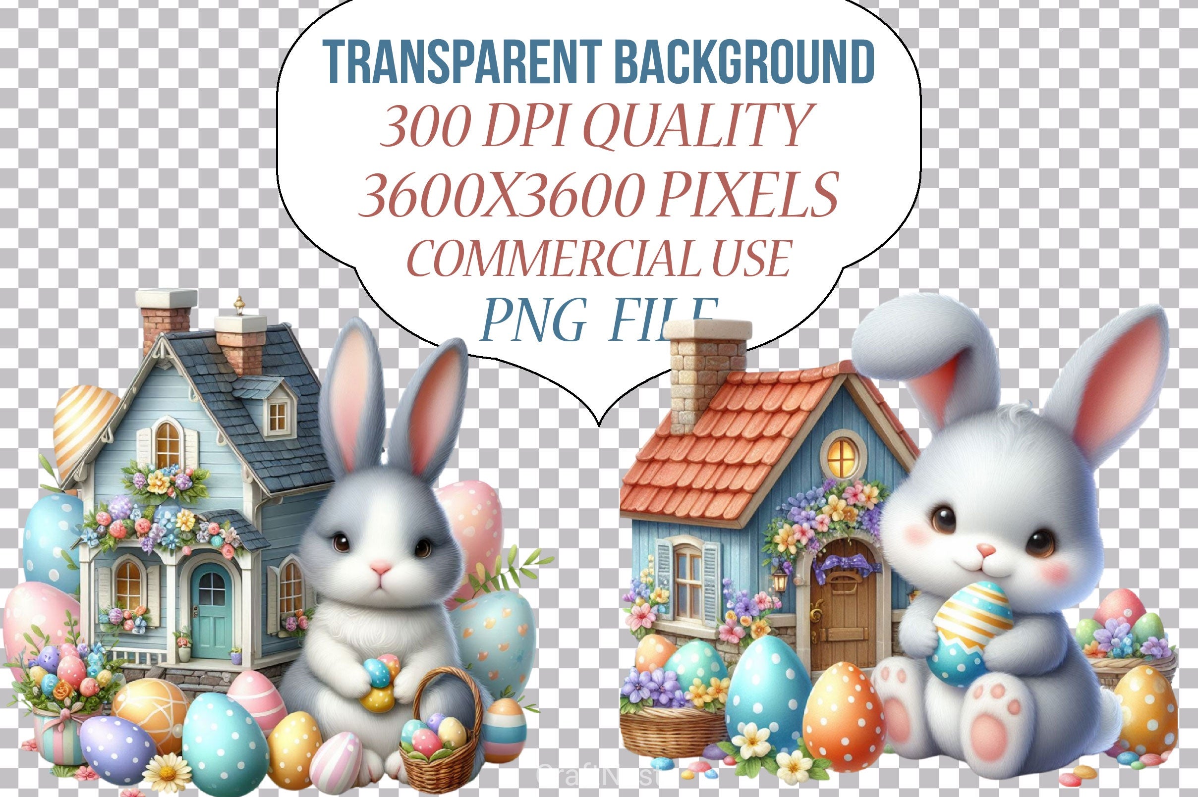 Easter Bunny House Clipart Bundle 3 - CraftNest - Digital Crafting and Art