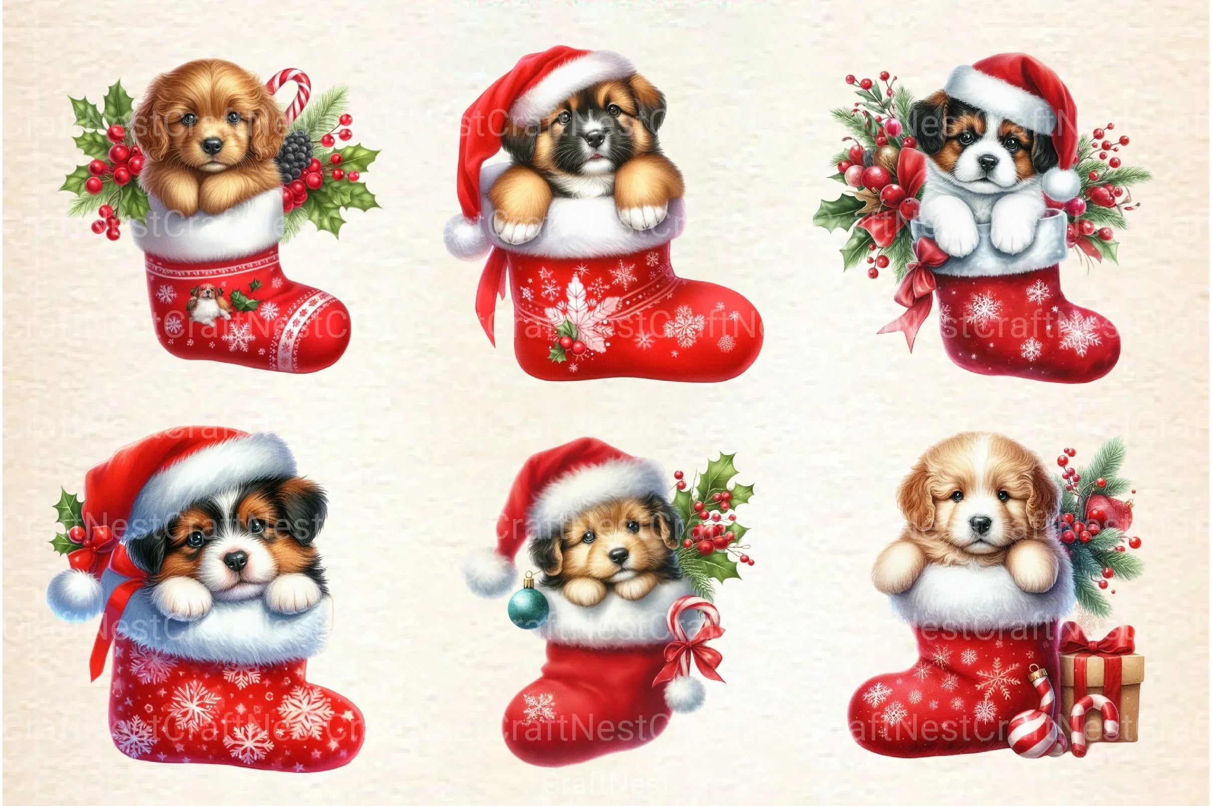 Dog Christmas Stocking Clipart Bundle - CraftNest - Digital Crafting and Art