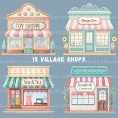 Village Shops Clipart Bundle - CraftNest - Digital Crafting and Art