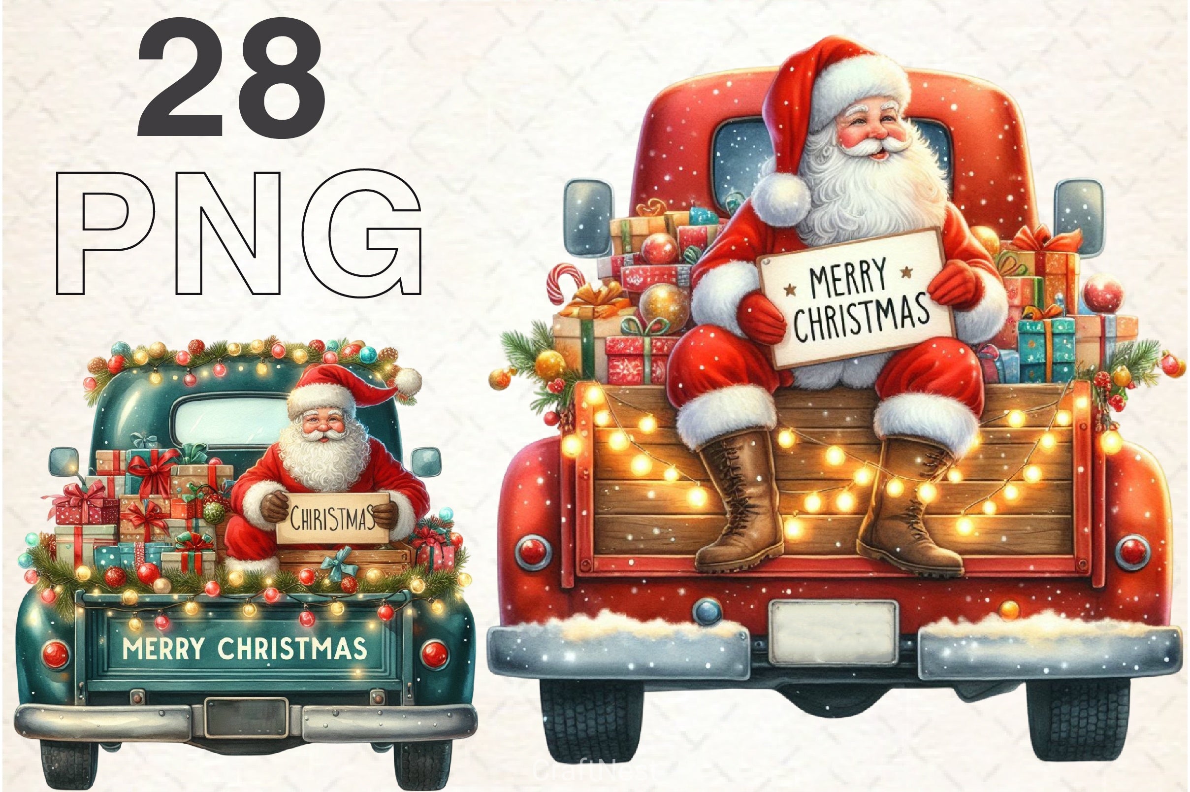 Christmas Gnome & Truck Clipart Bundle 3 - CraftNest - Digital Crafting and Art