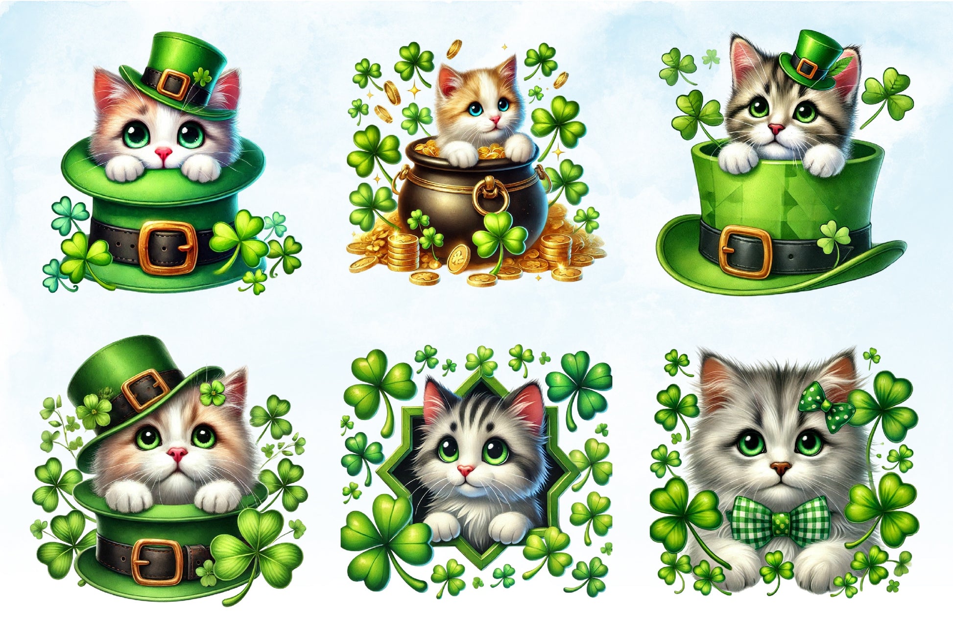 St Patrick's Day Cats Clipart Bundle 3 - CraftNest - Digital Crafting and Art