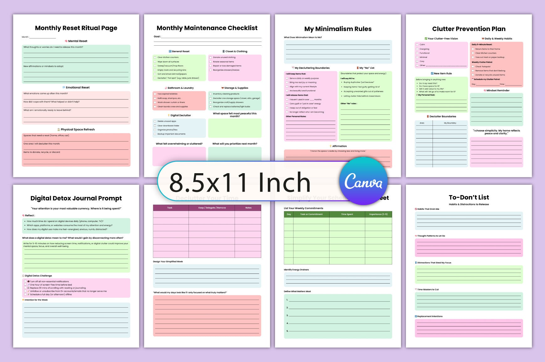 Declutter Workbook for Organization